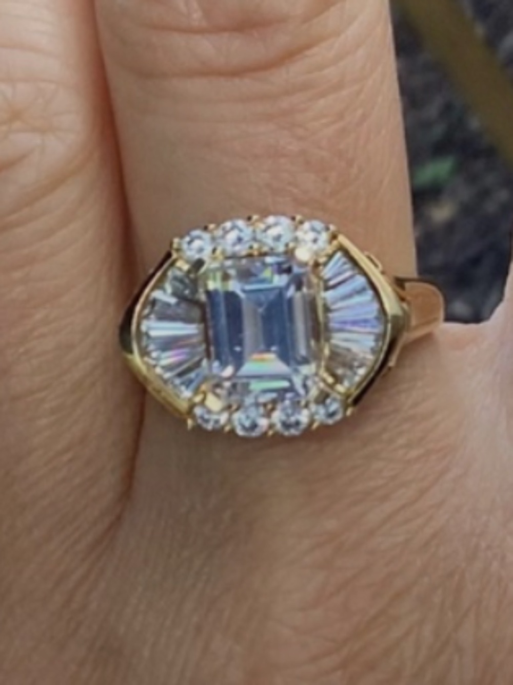 Gold Over 925 Sterling Silver Cz Ring